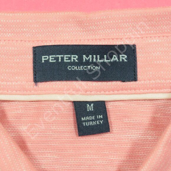 Peter Millar Linen Cotton Polo Shirt Mens M Pink Collection Striped - Picture 4 of 7